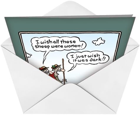 NobleWorks - 1 Awesome Birthday Greeting Card - Cartoon Art, Happy Funny Bday Note - Wish Sheep Were Women 8540