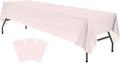 Plastic Light Pink Tablecloths 3 Pack Disposable Table Covers 54" x 108" Baby Pale Pink Table Cloths for Parties Bridal Shower Engagement Wedding Birthday, Fits 6 to 8 Foot Rectangle Tables