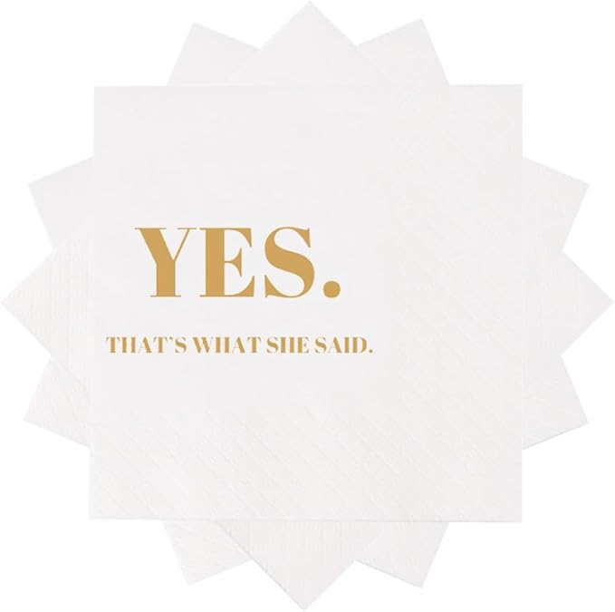 Funny Cocktail Napkins 100Pcs Funny Quotes Saying Disposable Paper Party Napkins 4.5 x 4.5 Two-ply (Yes That’s What She Said Napkins)