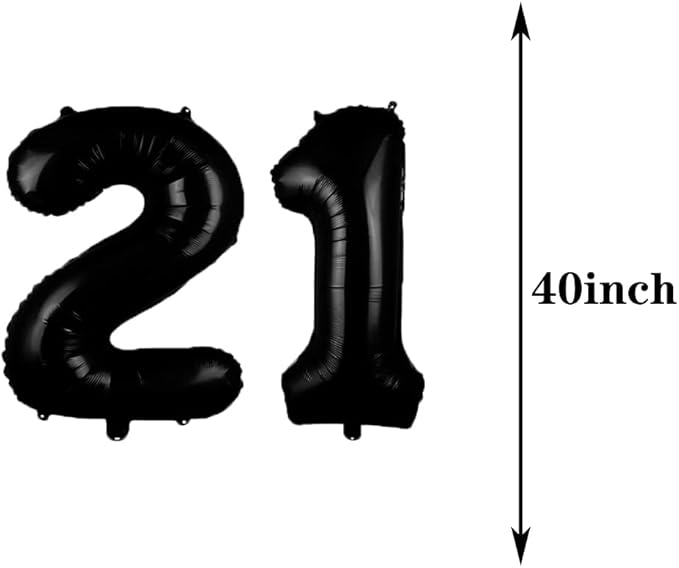 Sweet 21th Birthday Decorations Party Supplies,Black Number 21 Balloons,21th Foil Mylar Balloons Latex Balloon Decoration,Great 21th Birthday for Girls,Women,Men,Photo Props