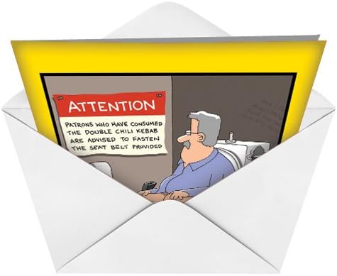 NobleWorks - 1 Hilarious Greeting Card for Birthday - Funny Birthday Cartoon, Comic Notecard - Chili Kebab 8282Z