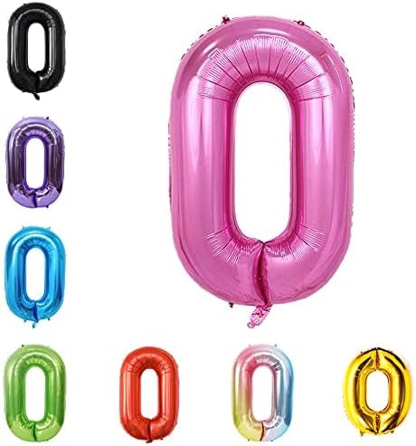 40 Inch Large Foil Helium Number Balloon Birthday Wedding Party 0-9 (Pink, 0)