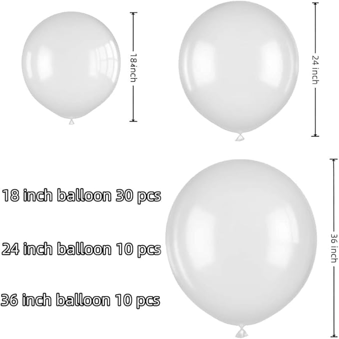 50 Pcs Clear Balloons Kit 18 24 36 Multi Sizes Transparent Giant Balloon, Use for Pool Party Birthdays, Weddings, Events Party Decoration Supplies