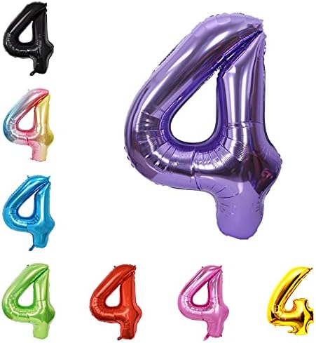 40 Inch Large Foil Helium Number Balloon Birthday Wedding Party 0-9 (Purple, 4)