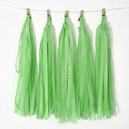Tissue Paper Tassel DIY Hanging Paper Decorations Party Garland for Party Decor, Wedding, Festival, Baby Shower - 20PCS (Light Green 35CM)