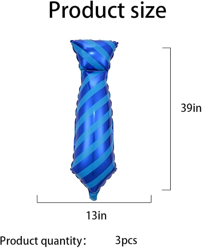 Blue Necktie Balloons Father's Day Balloons Big Necktie Balloon for Father's Day Party Decorations Fathers Day Decor Supplies Ballons Arch Kits Party Balloon Sets 3pcs
