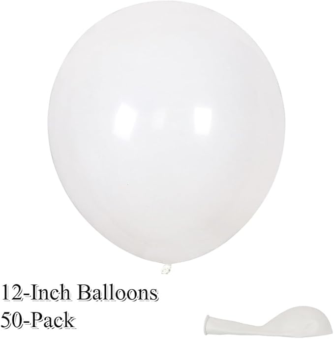 50 Pack 12 Inch White and Purple Latex Balloons (25 + 25), Princess Party Decorations, Quinceañera & Bridal Shower Balloon Arch Kit, Baptism/Christening Décor, Photo Backdrop, Party Supplies