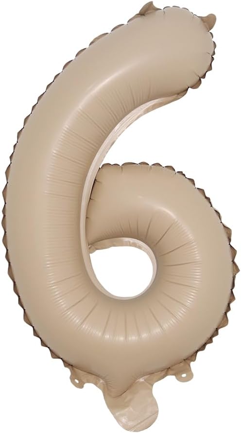 16 inch Caramel Foil Letter Alphabet number Balloon Happy Birthday Party Balloons Wedding Decoration Kids Toys Baby Shower Air Balloon (16 inch Caramel 6)