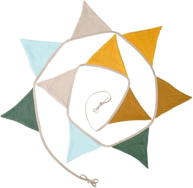 Bunting Banner Triangle Flags Fabric, Garland Bunting Flag Banners for Birthday Wedding Shower Party Supplies Classroom Nursery Playroom Decor(Brown yellow)
