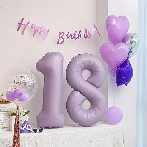 Lilac 5 Balloon, Number Balloons 40 Inch, 5th Birthday Balloon Decorations, Lavender Party Supplies, 5 Number Balloons, Number 5 Balloon