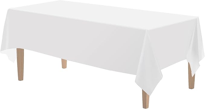Kopokita 2PCS White Rectangle Disposable Plastic Tablecloths 54 x 108 Inch Party Table Covers