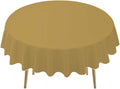 Gold Plastic Tablecloths 2 Pack Disposable Table Covers 84 Inch Circle Bridal Shower Party Tablecovers PEVA Vinyl Table Cloths for BBQ Picnic Birthday Wedding Banquet Parties 6 ft Round Table Use