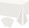 6Pcs 54 x 108 Inch White Rectangle Tablecloth,Disposable Plastic Table Cloth,Waterproof White Table Cover for Graduation Birthdays Weddings Anniversary Party Decorations