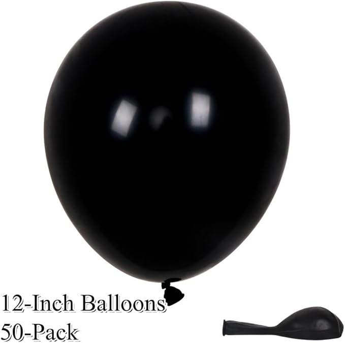 50 Pack 12 Inch Gold and Black Latex Balloons (25 + 25), Black and Gold Party Decorations, New Year’s Eve (NYE) Party Supplies, Adult Birthday & Anniversary Balloon Arch Kit, Photo Backdrop