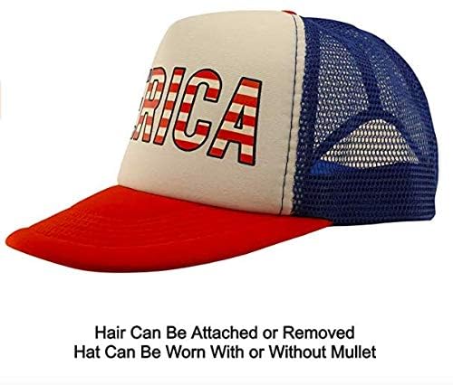 HandinHandCreations USA Blonde Mullet Hat Wig Merica Redneck Exotic Wig