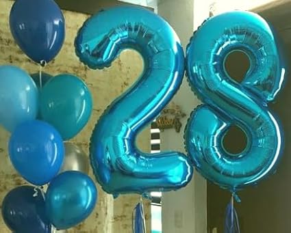 Big 40 Inch Blue 2 Number Balloon Birthday Decoration, 2026 Blue Number 2 Helium Balloons 12 20 22 23 24 26 28 32 42 Celebration, Boy Girl Baby Anniversary Party Graduations Supplies