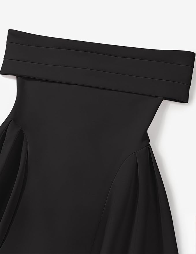 ZESICA Summer 2026 Cocktail Dresses for Women's Off Shoulder Short Sleeve Swing A Line Wedding Evening Party Midi Dress