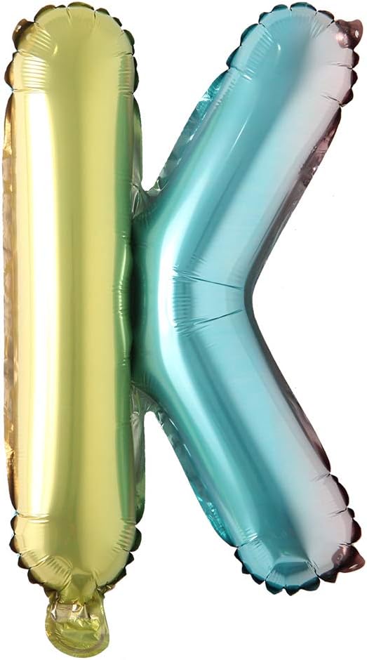 16 inch gradient rainbow Letter number balloons unicorn party foil balloon baby shower 1 birthday party decorations kids numbers Air ball (16 Inch Rainbow K)
