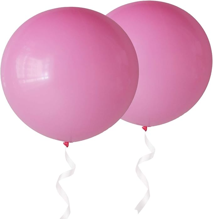 Giant 36 Inch Pink Balloons - Thick Latex Pink Big Round Balloons 6 Packs