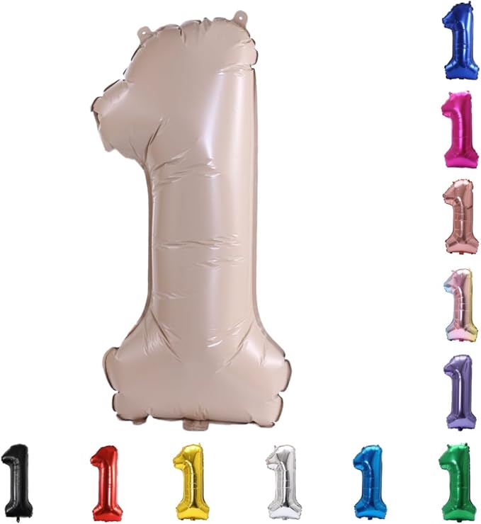 YPSelected 32 Inch Large Foil Helium Number Balloon Birthday Wedding Party 0-9 (Cream, 1)