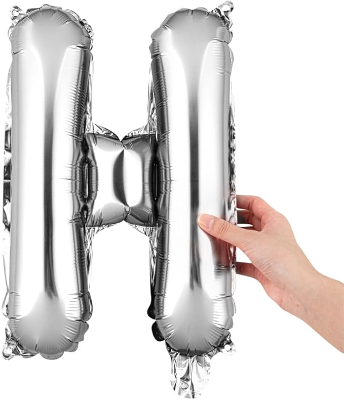 Restaurantware-Balloonify 16 Inch Letter Balloon, 1 Alphabet Party Balloon - Letter H, Self-Sealing, Silver Foil Mylar Finish, Hanging Loop, Decoration For Birthday, Wedding, Or Graduation
