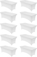 Utopia Kitchen Spandex Tablecloth 10 Pack [6FT, White] Tight, Fitted, Washable and Wrinkle Resistant Stretch Table Cloth Rectangle Cover for Trade Show, Weddings & Parties [72Lx30Wx30H Inch]