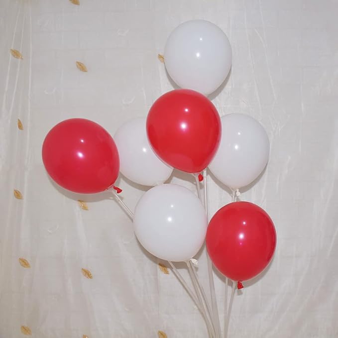 200 Pcs Red and White 5 Inch Balloons Matte Thicken Latex Small Balloon for Wedding Birthday Graduation Baby Shower Christmas Valentine’s Day Party Decorations