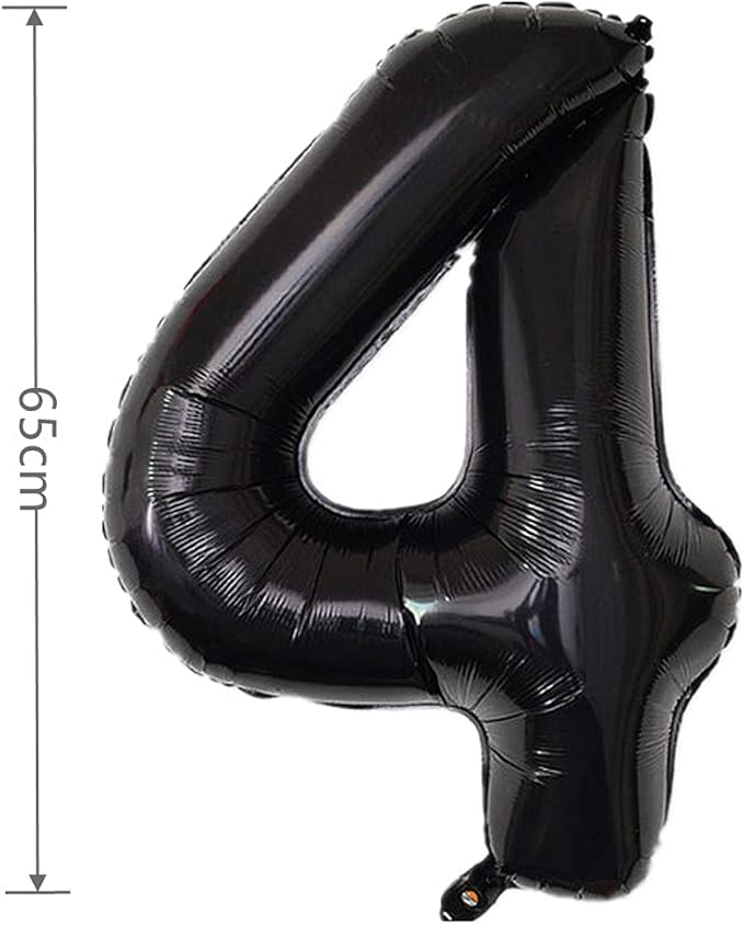 YPSelected 32 Inch Large Foil Helium Number Balloon Birthday Wedding Party 0-9 (Black, 4)