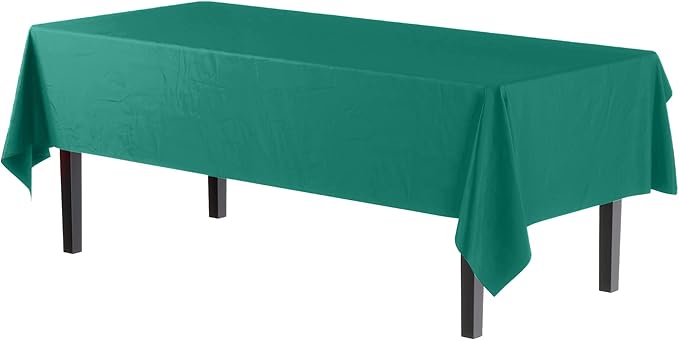 Exquisite 12-Pack Premium Plastic Tablecloth Pack of 12 Premium Plastic Tablecloth 54 Inch x 108 Inch Rectangle Table Cover - Teal