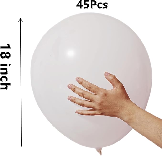 45 Pcs White Big Balloons 18 Inch Bulk Latex Balloon for Birthdays Weddings Party Decorations