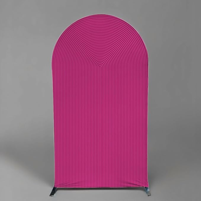 Fuchsia Rosy Ripples Pattern Arch Backdrop Cover for Birthday Party Wedding Baby Shower Decorations Chiara Backdrops Arched Wall Frame Stands Covers Props GP-458 2.5ft * 6ft