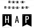 Andaz Press Personalized Hanging Pennant Banner Party Decorations, Black, White, Happy 4th Birthday Olivia, 1-Pack, Approx. 5-Feet, Custom Name and Number, Race Car Chess Theme Party Decor
