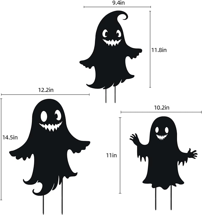 Ghost Metal Halloween Decorations Outdoor Garden Stakes, for Women/Men/Ghost Lovers,Black Silhouette Statues Yard Art, Lawn, Backyard, Patio, Pathway Decor