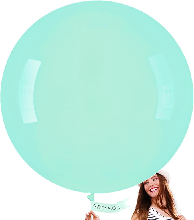 PartyWoo Mint-q03 4pcs 36" Balloons, Ice Cream Theme, Latex, Jumbo, for Birthday, Wedding Decorations
