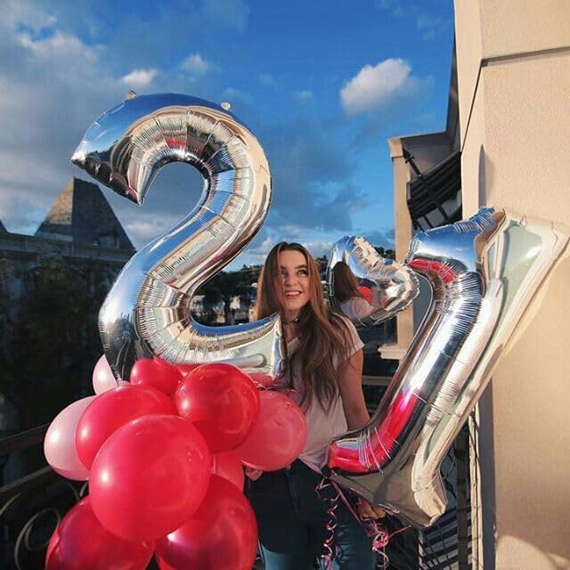 Silver Balloons Numbers 9, Big 40 Inch Happy 9 19 29 90 Birthday for Men And Women, Foil Balloons Decoratins for Wedding Anniversary, Single, New Year, Party Syupplies