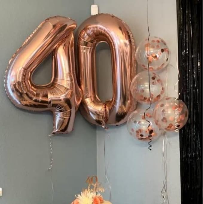 40 Inch Rose Gold Number Balloon 0, Large Number Foil Mylar Balloons for Birthday Party Celebration Decorations Supplies, Digital Balloons for Wedding Anniversary Events Decorations