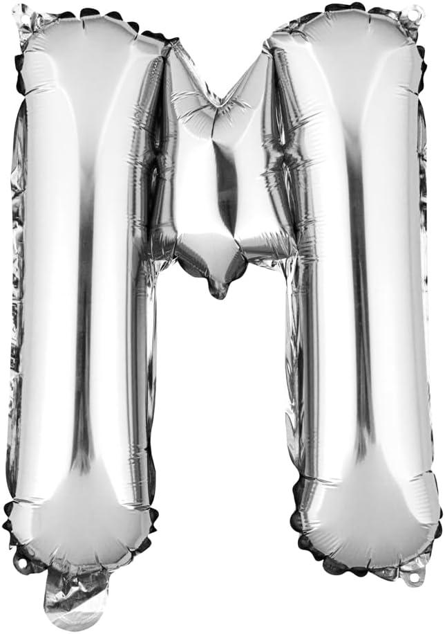 Restaurantware-Balloonify 16 Inch Letter Balloon, 1 Alphabet Party Balloon - Letter M, Self-Sealing, Silver Foil Mylar Finish, Hanging Loop, Decoration For Birthday, Wedding, Or Graduation