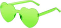 Heart Shaped Sunglasses for Women Colorful Glasses Fun Trendy Transparent Heart Sunglasses Party Favor (1 Pair-Fluorescent Green)