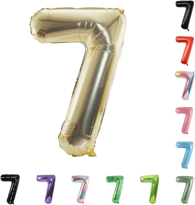 40 Inch Large Foil Helium Number Balloon Birthday Wedding Party 0-9 (Pale Gold, 7)
