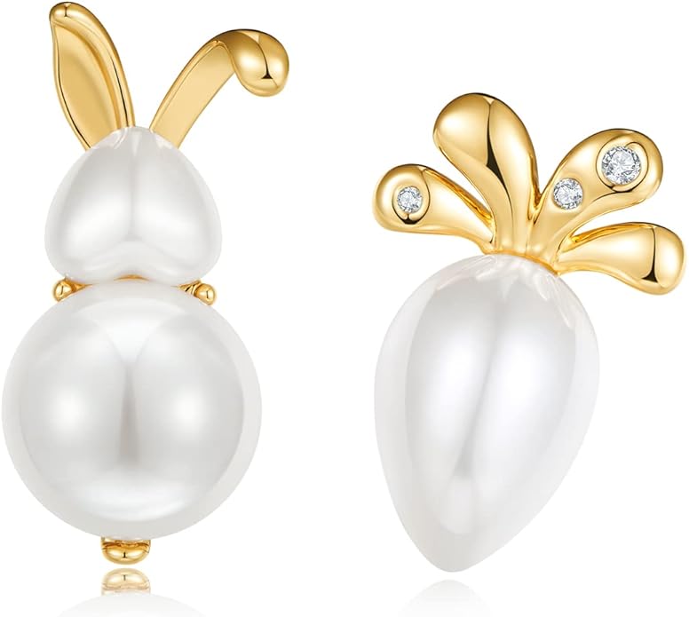 MUYAN Cute Small Easter Bunny Stud Earrings Rabbit Carrot Easter Earrings Holiday Jewelry