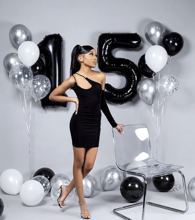 40 Inch Black Number Balloon 0-9(Zero-Nine), Big Size Happy Birthday Balloon, Foil Helium Big Number Balloon for Birthday Celebration Decorations Graduations Anniversary Photo Shoot