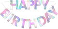 Happy Birthday Banner - 9ft Pre-Strung Happy Birthday Sign for Women, Men, Girls, Boys - No DIY Birthday Decorations & Party Supplies(Iridescent)