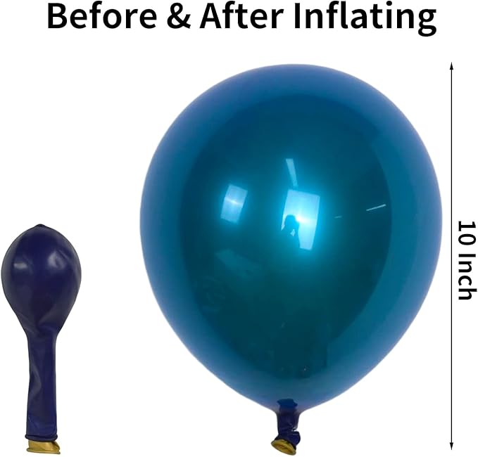 Chrome Blue Balloons, 50 PCS 10 Inch Double-Layered Metallic Light Blue Balloons, Shiny Thick Chrome Metallic Light Blue Latex Helium Balloons for Birthday Wedding Graduation Party Decoration Supplies