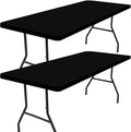 Smiry 2 Pack Rectangle Picnic Table Cloth, Waterproof Elastic Fitted Tablecloths, Washable Polyester Rectangular Patio Table Cover for Camping, Indoor and Outdoor (Black, 30"x84")