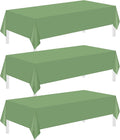 Childom 3 Pack Sage Green Tablecloths,54"x108" Plastic Table Cloth Disposable for Rectangle Tables,Sage Green Table Cover for Dinner Outdoor Picnic Birthday Bridal Wedding Baby Shower Party Decoration