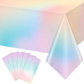 6 Pcs Pastel Tablecloths,Plastic Rainbow Tablecloth Disposable Rectangle Pastel Rainbow Table Covers for Baby Shower, Wedding, Birthday Party, Girls and Princess Party Decorations, 54 x 108 Inch