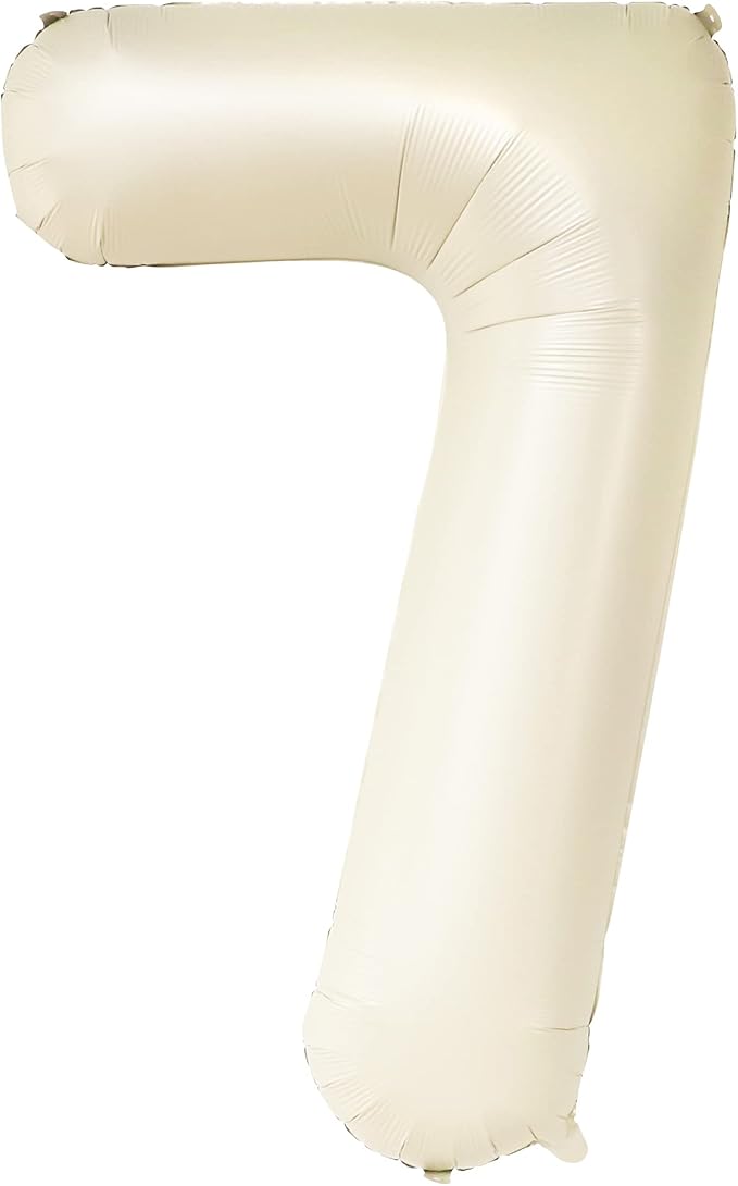 KatchOn, Giant Cream Number 7 Balloon - 40 Inch | 7th Birthday Balloon for 7th Birthday Decorations | 7 Balloons for Birthday | 7 Year Old balloon for 7 Year Decorations