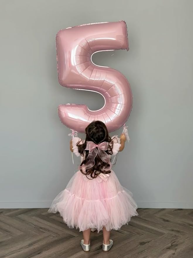 15 Number Balloons, 40 Inch Pearl Pink Balloons for Woman Man 15th Birthday Decoration, Foil Number 15 Ballon for 15, 51 Anniversary, Bridal Shower, Graduation, Wedding, Valentine's Day, Mother's Day