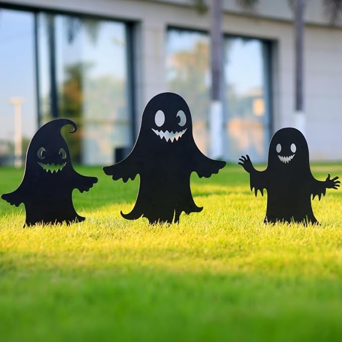 Ghost Metal Halloween Decorations Outdoor Garden Stakes, for Women/Men/Ghost Lovers,Black Silhouette Statues Yard Art, Lawn, Backyard, Patio, Pathway Decor