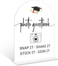 Graduation Photo Guestbook Sign, 6 x 8 Inch White Arch Acrylic Grad Party Sign with Holder, Graduation Party Sign for Class of 2026, Grad Decor, High School College Party Supplies - DL09